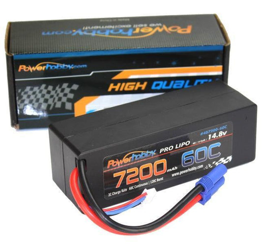 PowerHobby 4S 14.8V 7200mAh 60C-120C Lipo Battery EC5 Plug 4-Cell Hard Case
