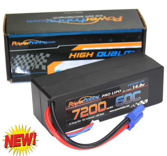 PowerHobby 4S 14.8V 7200mAh 60C-120C Lipo Battery EC5 Plug 4-Cell Hard Case