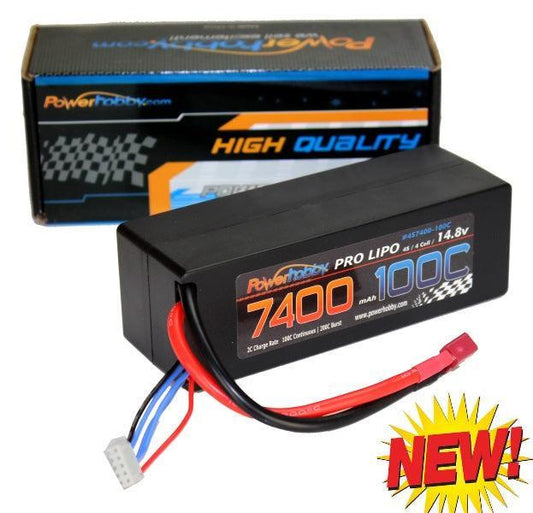 PowerHobby 4S 14.8V 7400mAh 100C-200C Lipo Battery Deans Plug 4-Cell Hard Case
