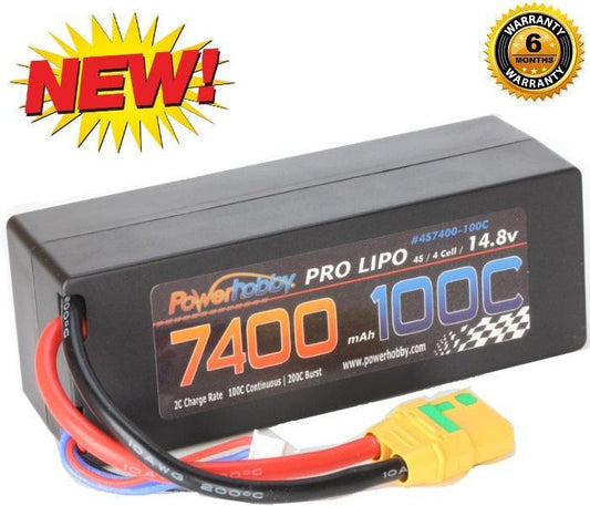 PowerHobby 4S 14.8V 7400mAh 100C-200C Lipo Battery XT90 Plug 4-Cell Hard Case