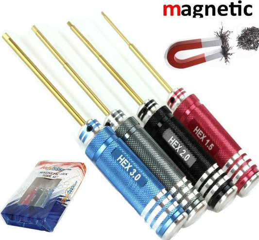 Powerhobby Metric Hex Driver Wrench Set Magnetic (4) (1.5, 2.0, 2.5, 3.0)