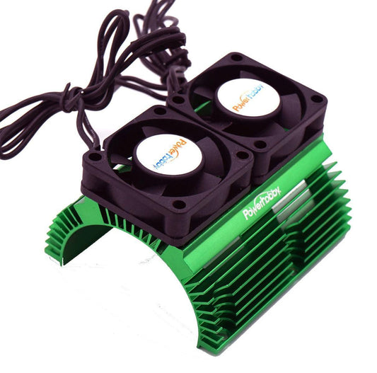 Powerhobby Heat Sink w Twin Turbo High Speed Cooling Fans 1/8 Motors Green