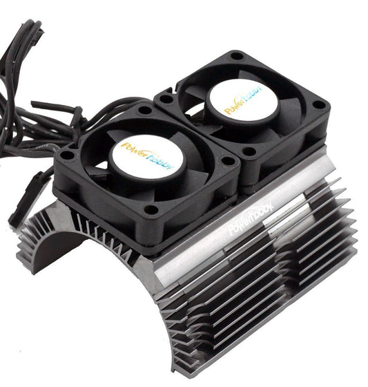 Powerhobby Heat Sink w Twin Turbo High Speed Cooling Fans 1/8 Motors GunMetal