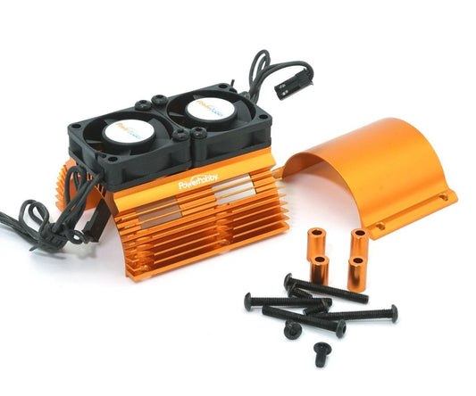 Powerhobby Heat Sink w Twin Turbo High Speed Cooling Fans 1/8 Motors Orange