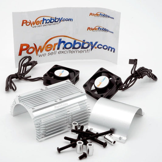 Powerhobby Heat Sink w Twin Turbo High Speed Cooling Fans 1/8 Motors Silver