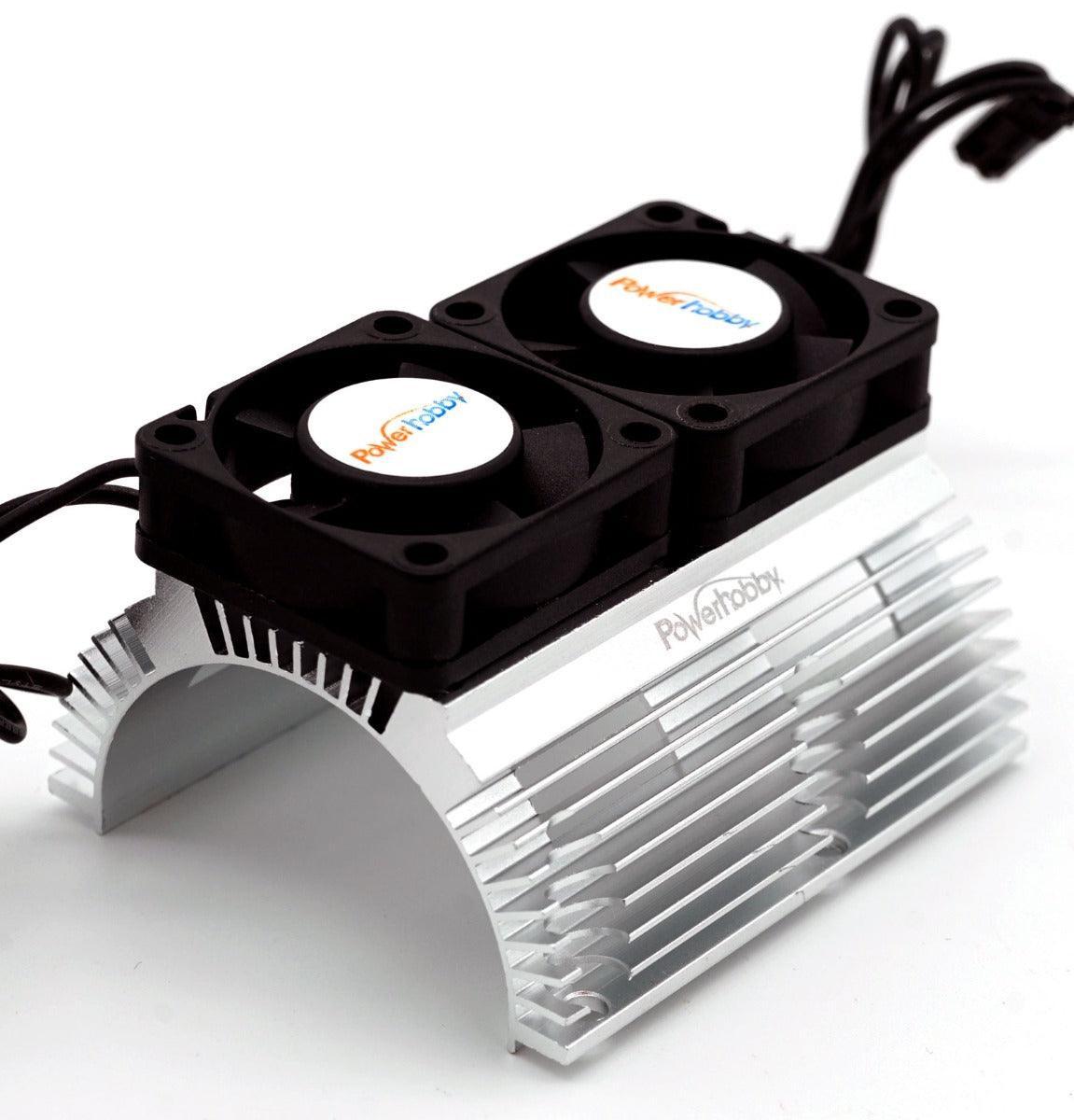 Powerhobby Heat Sink w Twin Turbo High Speed Cooling Fans 1/8 Motors Silver