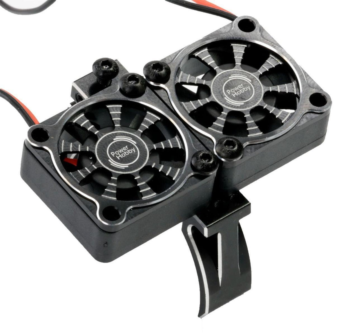 Powerhobby 1/10 Aluminum Heatsink High Speed 30mm Twin Turbo Cooling Fans 28K Black