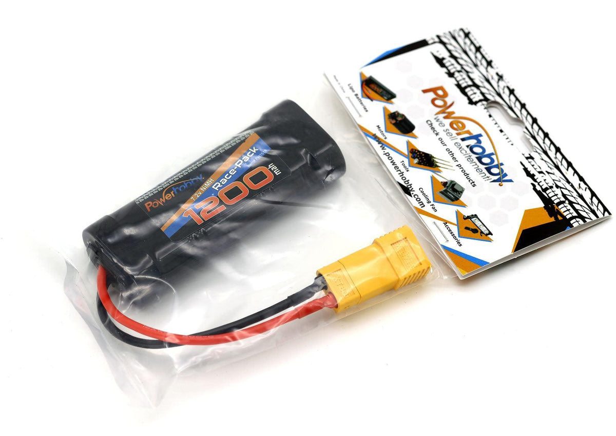 Powerhobby 7.2V 6-Cell 1200mah Nimh Flat Battery Pack w XT60 + Adapter