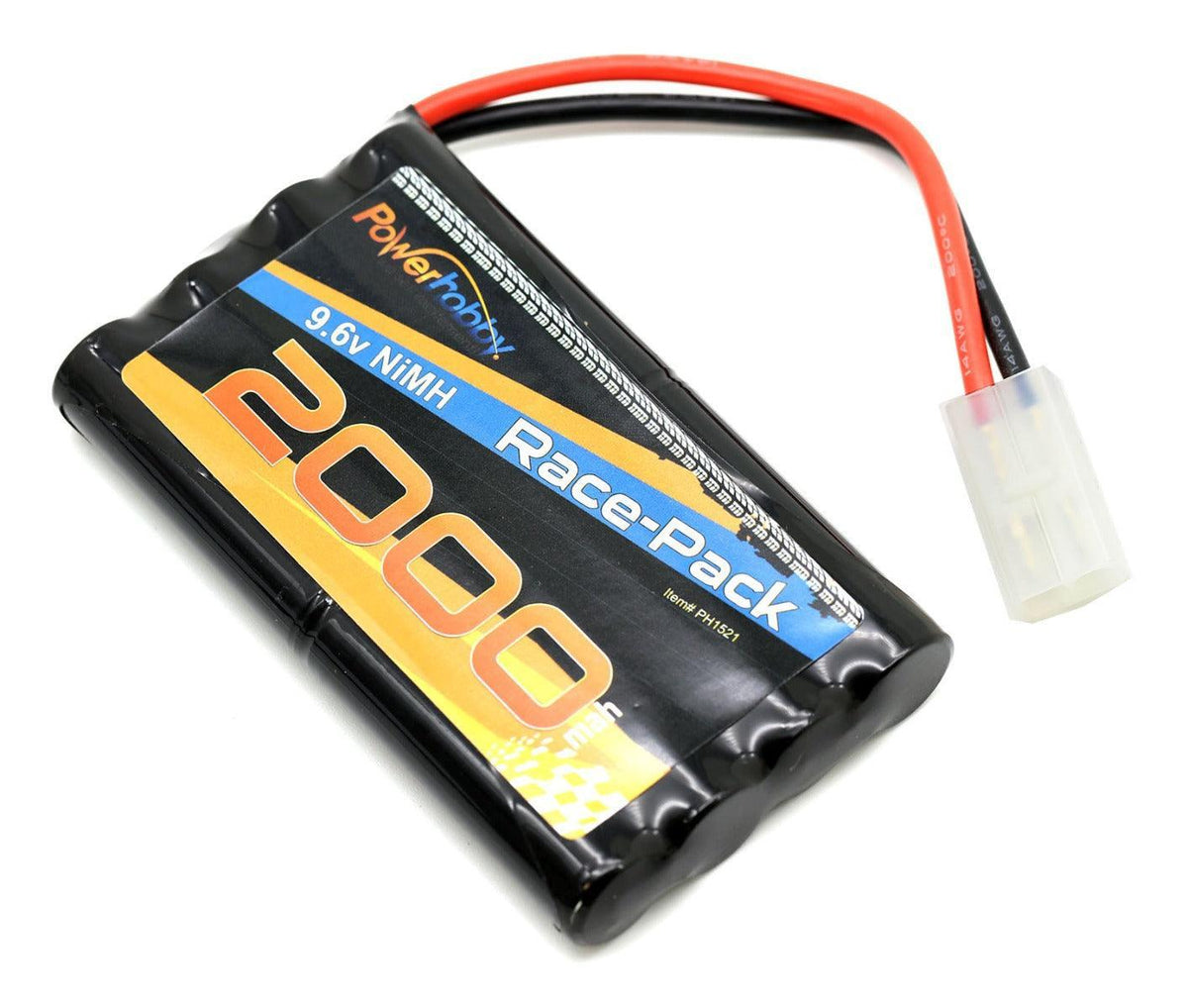 Powerhobby NiMH 9.6V 2000mAh Battery Pack for RC Car, Robots, Security
