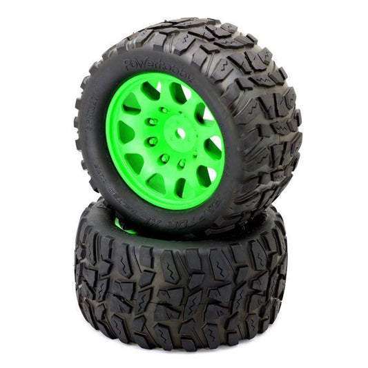 Powerhobby Raptor XL Belted Tires Viper Wheels (4) Arrma Kraton Outcast 8S GREEN