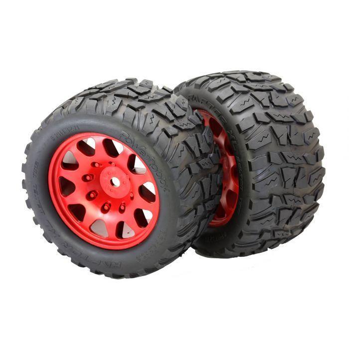 Powerhobby Raptor XL Belted Tires Viper Wheels (4) Arrma Kraton Outcast 8S RED