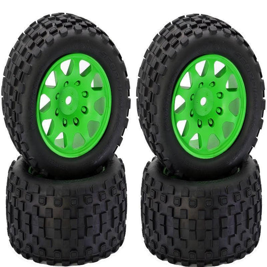 Powerhobby SCORPION XL Belted Tires / Viper Wheels (4) FOR Traxxas X-Maxx GREEN