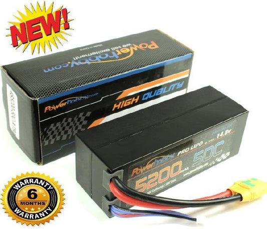 Powerhobby 4S 5200mAh 50C-100C Lipo Battery Hard Case XT90 Anti-Spark Plug