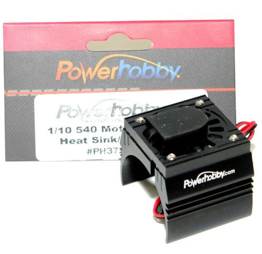 Powerhobby Aluminum Motor Heatsink Cooling Fan 1/10 540 / 550 Size Motor Black