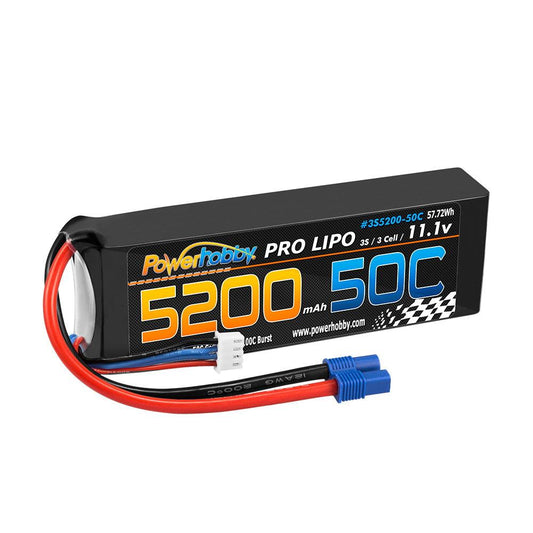PowerHobby 3S 11.1V 5200mAh 50C Lipo Battery Pack w EC3 Plug 3-Cell