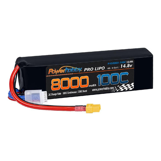 Powerhobby 4s 8000mah 100c Lipo Battery w  XT60 Plug + Adapter