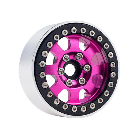 Powerhobby B1 Aluminum 1.9 Beadlock Wheels w 9mm Hubs Pink (4) 1/10 Rock Crawler