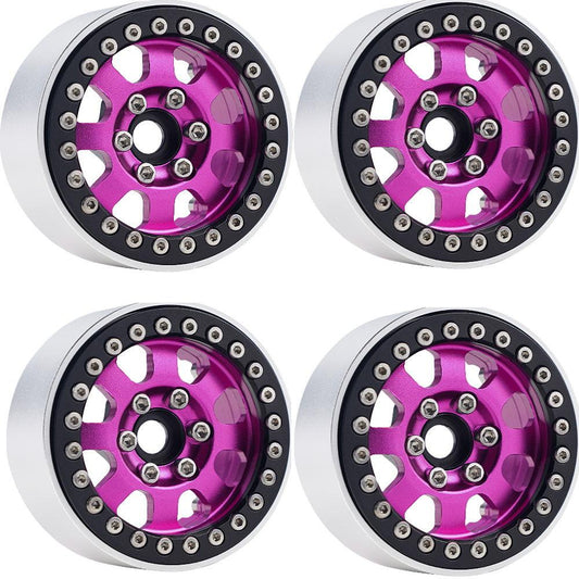 Powerhobby B1 Aluminum 1.9 Beadlock Wheels w 9mm Hubs Pink (4) 1/10 Rock Crawler