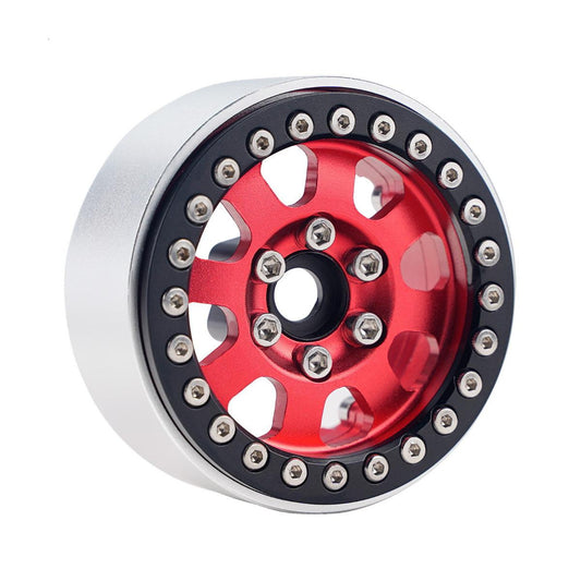 Powerhobby B1 Aluminum 1.9 Beadlock Wheels w 9mm Hubs Red (4) 1/10 Rock Crawler