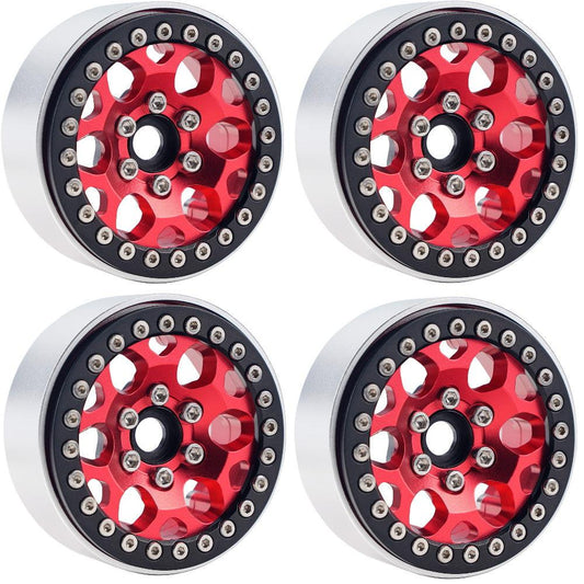 Powerhobby B3 Aluminum 1.9 Beadlock Wheels 9mm Hubs Red (4) 1/10 Rock Crawler