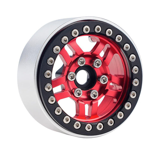 Powerhobby B4 Aluminum 1.9 Beadlock Wheels 9mm Hubs Red (4) 1/10 Rock Crawler
