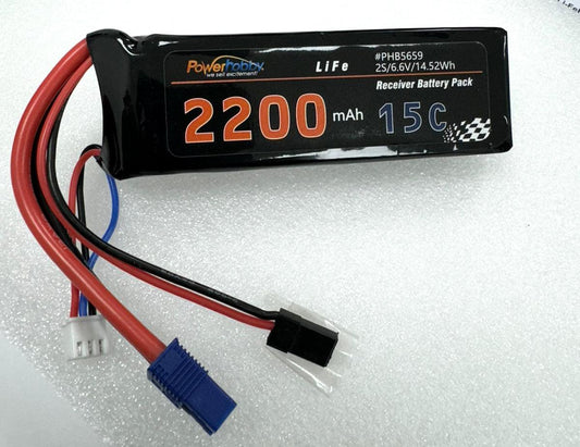 Powerhobby 6.6V 2200mAh 2S LiFe Receiver Battery Universal Receiver EC3