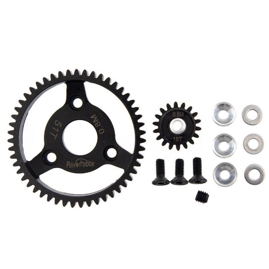 Powerhobby HS 32P 51T 0.8M Spur Gear w 18T Pinion FOR Traxxas Slash 2WD