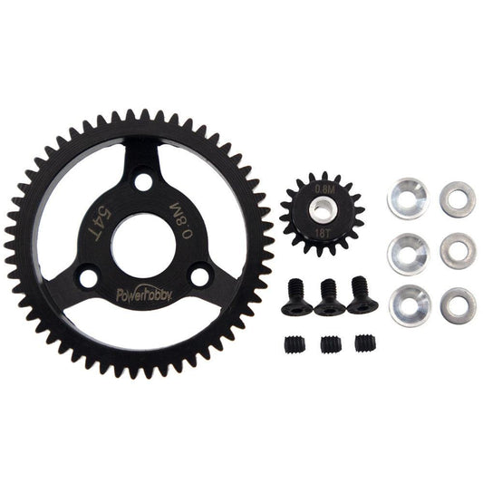 Powerhobby Hardened Steel 32P 54T 0.8M Spur Gear w 18T Pinion FOR Traxxas Slash 2WD