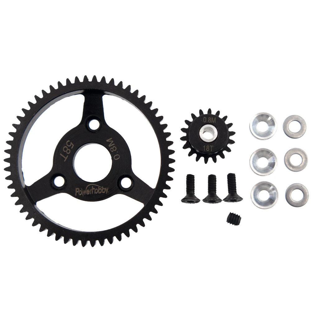 Powerhobby HS 32P 58T 0.8M Spur Gear w 18T Pinion FOR Traxxas Slash 2WD