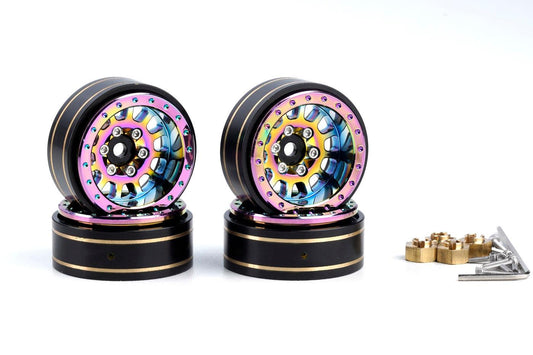 Powerhobby Axial SCX24 1.0" Titanium Brass Beadlock Crawler Wheels 1/24