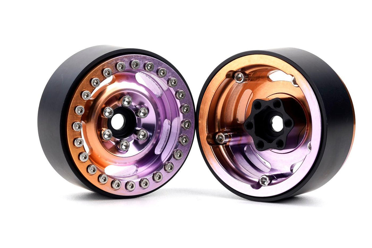 Powerhobby B6 Aluminum 1.9 Beadlock Wheels Orange / Purple (4) 1/10 Rock Crawler