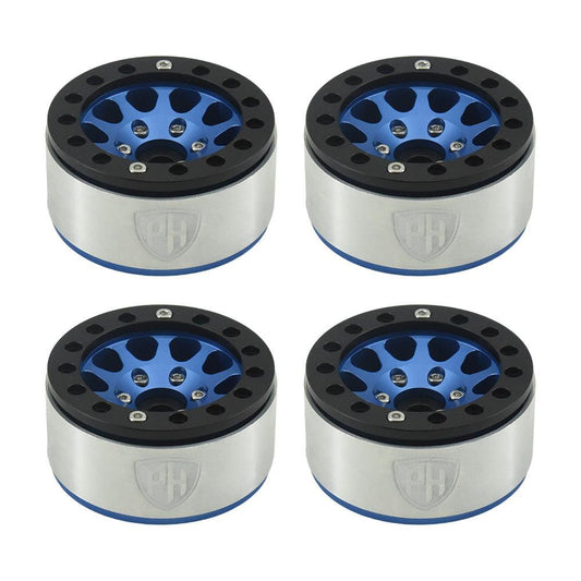 Powerhobby Aluminum 1.55" Beadlock Wheels Blue (4) 1/10 Rock Crawler