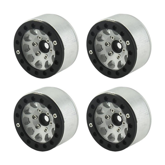 Powerhobby Aluminum 1.55" Beadlock Wheels Silver (4) 1/10 Rock Crawler