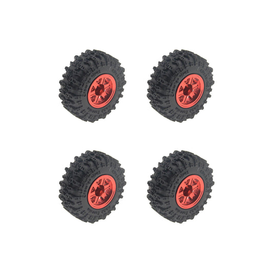 Powerhobby Axial SCX30 0.7" Aluminum Wheels / Tires (4) Red Type A