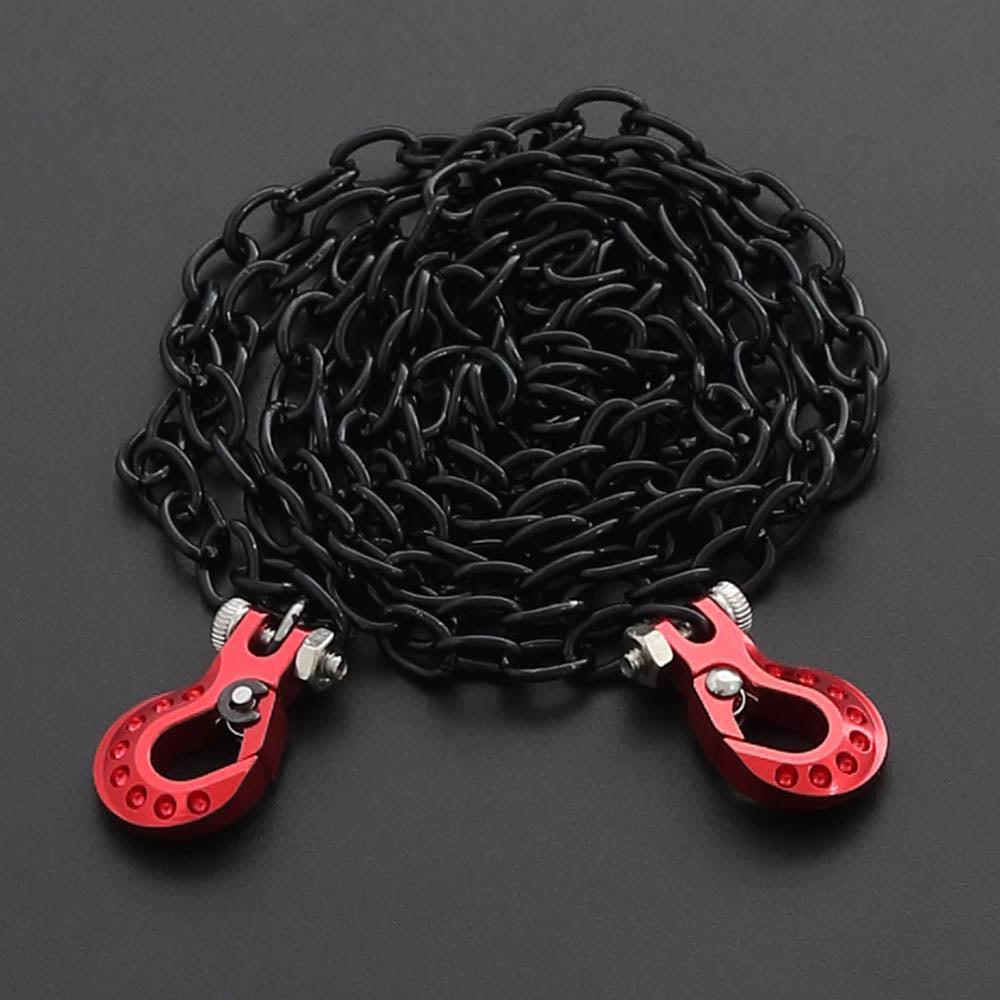Powerhobby High End Metal Trailer Hook Black Chain RED 1/10 Crawler Accessory