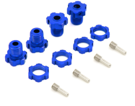 Powerhobby 17mm Splined Wheel Hub Set FITS Traxxas E-Max Revo Summit T-Maxx Blue
