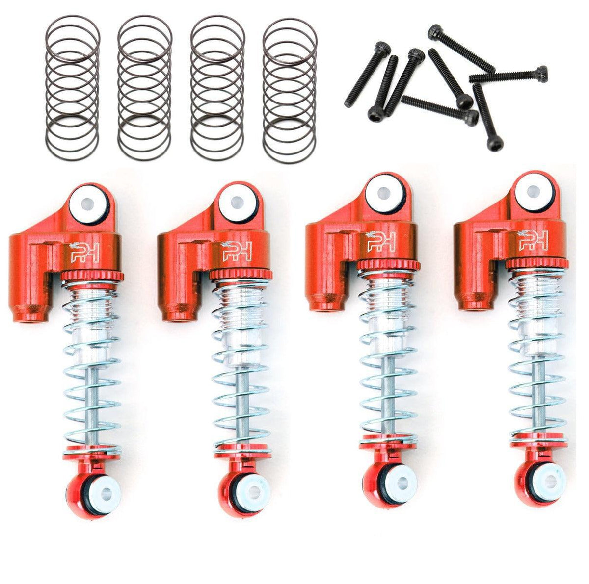 Powerhobby Axial SCX24 Aluminum Threaded Mini/Micro Shocks Front Rear RED