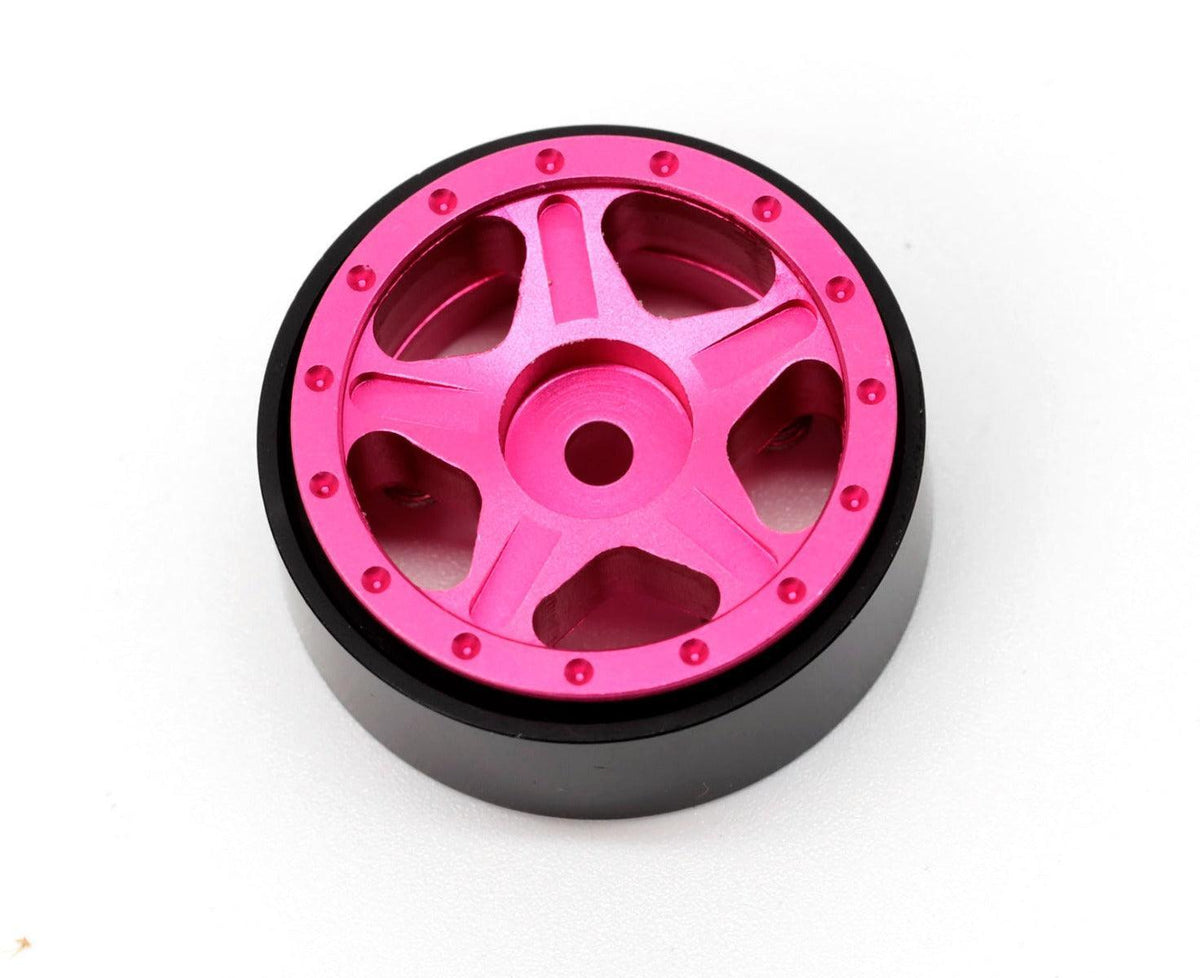 Powerhobby Z2 1.0" Aluminum Beadlock Crawler Wheels Pink 1/24 Axial SCX24 C10