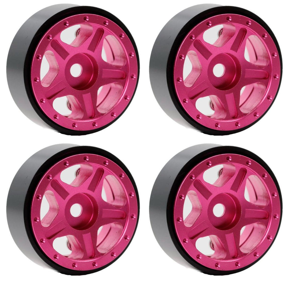 Powerhobby Z2 1.0" Aluminum Beadlock Crawler Wheels Pink 1/24 Axial SCX24 C10