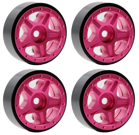 Powerhobby Z2 1.0" Aluminum Beadlock Crawler Wheels Pink 1/24 Axial SCX24 C10