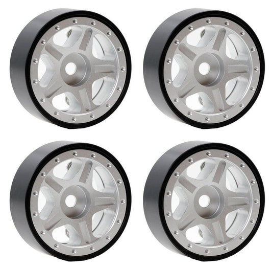 Powerhobby Z2 1.0" Aluminum Beadlock Crawler Wheels Silver 1/24 Axial SCX24 C10