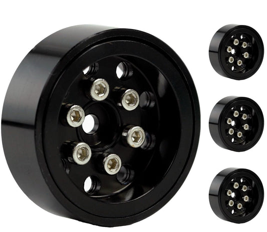 Powerhobby 1.0" SCX24 Aluminum Beadlock Wheels 1/24 Bronco C10 Jeep Black
