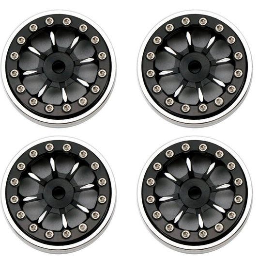 Powerhobby B59 Aluminum Beadlock 1.0” Rock Crawler Wheels Axial SCX24 Black