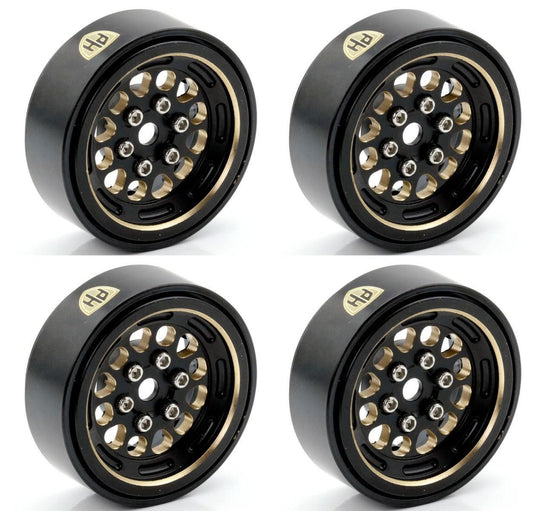 Powerhobby Axial SCX24 1.0" Black Brass Beadlock Crawler Wheels 1/24