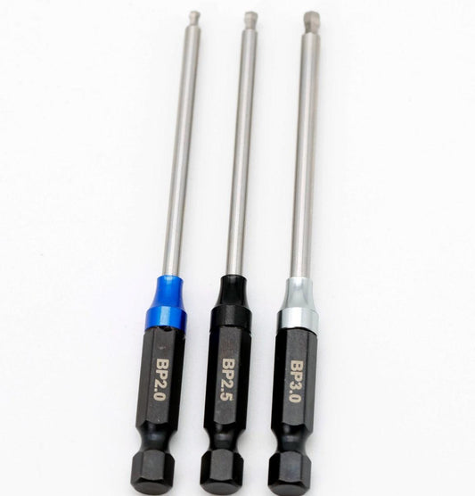 Powerhobby RC Ball End Hex Driver Tip 1/4" Power Tool Set Metric 2.0, 2.5, 3.0mm