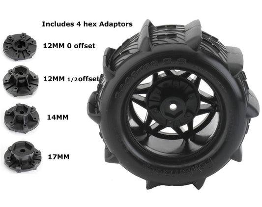 Powerhobby 1/10 Rooster 2.8 Belted Paddle Sand Snow Tires 12mm 14mm 17mm