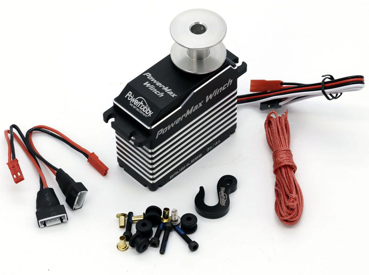Powerhobby POWERMAX WINCH 1/5 High Torque Speed + Axial SCX6 Front Bumper Mount