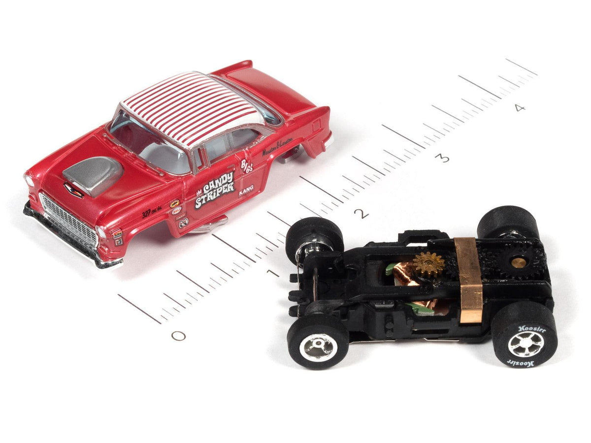 Auto World 1955 Chevy Bel Air Gasser Candy Striper Tribute HO Slot Car SC382