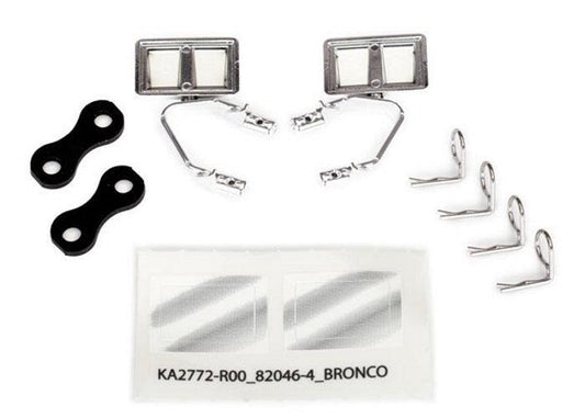 Traxxas 8073X Mirrors Side Chrome (Left & Right)/ Retainers /Body clips TRX-4